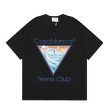 casa casablanca short-sleeved fantasy door letter logo printingstylish round neck short-sleeved t-shirt
