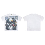 Majestik american street style retroprinting distressed loose hot diamond high street style tops short-sleeved t-shirt