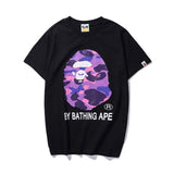 cross-border wholesale japanese style camouflage shark tiger head ape color matching luminous short-sleeved couple loose