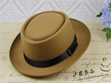 Walter White Hats British Vintage Woolen Broad-Brimmed Hat Dome Wide Brim Top Hat