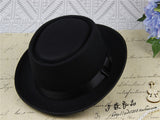 Walter White Hats British Vintage Woolen Broad-Brimmed Hat Dome Wide Brim Top Hat