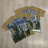 First row american trend high quality washed retro hot diamond casual short-sleeved t-shirt