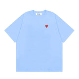 Correct version star kawakubo pla heartembroider short-sleeved pure cotton red heart peach couple t-shirt y