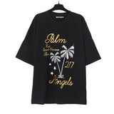 Correct version of spring and summer coconut palm tree short-sleeved series pa angel print couple trendy
