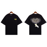 Cross-border wholesale correct version am splash ink flow paint camouflage starry sky graffiti letter short-sleeved high street couple t