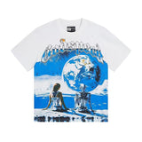 gods short-sleeved heavy weight washed fog high street rock band skull pure cottonprinting t-shirt