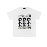 Erd: brooding rich kid - american retro portrait print rock 'n' roll hip-hop pocket oversized short sleeve tee