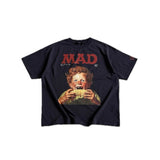 Saint michael co-branded skull letter high street retro washed distressed loose round neck short-sleeved t-shirt
