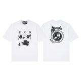 Erd rich second generation loose version american trend quiet eye printing round neck short sleeve t-shirt couple outfit