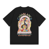 casa casablanca short-sleeved fantasy door letter logo printingstylish round neck short-sleeved t-shirt