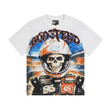 Cross-border foreign trade high version gods short-sleeved heavy weight washed fog high street skull pure cotton printed round