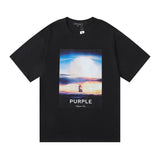 Purple br@nd comfy basics letter logo printing short-sleeved fog american street t-shirt