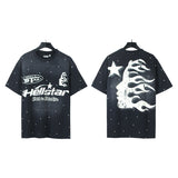 pa long sleeve t-shirt palm tree back letter big logo bat sleeve os dropped shoulders