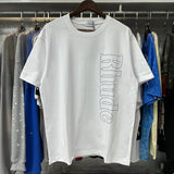 Rhude T Shirts Vertical Letter Printing Cotton Casual Short Sleeve Men and Women