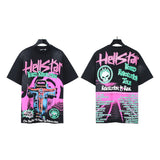 pa long sleeve t-shirt palm tree back letter big logo bat sleeve os dropped shoulders