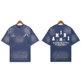 Cross-border wholesale correct version am splash ink flow paint camouflage starry sky graffiti letter short-sleeved high street couple t