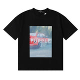 Purple br@nd comfy basics letter logo printing short-sleeved fog american street t-shirt