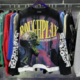 High street style roughplay gorilla print tee - distressed ripped faux layered short sleeve - american retro trend