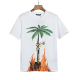 Cross-border foreign trade wholesale pa severed bear short-sleeved ins palm tree large logo back letter bat