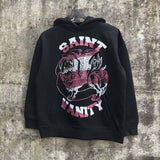 Wholesale american streetwear saint short-sleeve t-shirt vanity washed vintage letter print sweatshirt hoodie