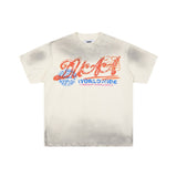 Ss street duaa retro washed and distressed hot-drilled ripped short-sleeved t-shirt