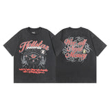 pa long sleeve t-shirt palm tree back letter big logo bat sleeve os dropped shoulders