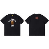 Top-tier! sanrio ou family summer bape seamless crewneck g pure cotton short-sleeve t-shirt for men