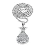 Jewelry Rhinestone 'Money bag ' Necklace rapper Royalty