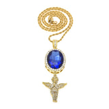 Jewelry Rhinestone Oval Gemstone & Angel Necklace Spectrum St. Valentine's Jesus Pieces