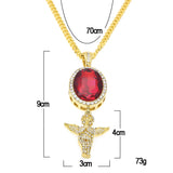 Jewelry Rhinestone Oval Gemstone & Angel Necklace Spectrum St. Valentine's Jesus Pieces