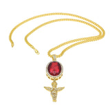 Jewelry Rhinestone Oval Gemstone & Angel Necklace Spectrum St. Valentine's Jesus Pieces