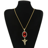 Jewelry Rhinestone Oval Gemstone & Angel Necklace Spectrum St. Valentine's Jesus Pieces