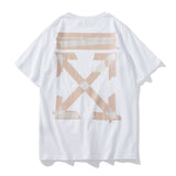 Wholesale off short sleeve ow dissolved arrow gradient starry sky splash ink t-shirt yellow tape warning line love