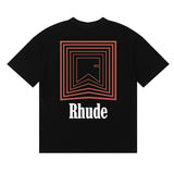 Rhude T Shirts Chevron Red Printed Cotton Casual Short Sleeve Men and Women
