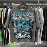 American bkys hot diamond bling glitter washed distressed retroloosepure cotton terry short-sleeved t-shirt