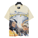 gods short-sleeved heavy weight washed fog high street rock band skull pure cottonprinting t-shirt
