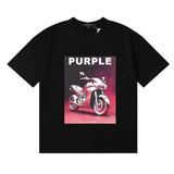 Wholesale high street purple br@nd american style short sleeve loose retro casual t-shirt couple trendy tee