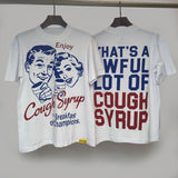 Cough syrup short-sleeved high-quality pure cotton round neck t-shirt fashionprinting breathable short-sleeved summer