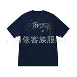 Summer running volume stussy short-sleeved t-shirt dice black eight ice cream comfy basics american couple summer t