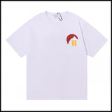 Export wholesale niche american fashion rhu flag floralsprinting double yarn pure cottoncasualloose couple short-sleeved t