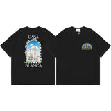 Summer collection: casa casablanca print oversized short-sleeve t-shirt - premium heavyweight cotton