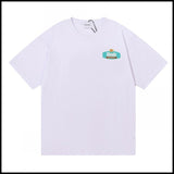 Export wholesale niche american fashion rhu flag floralsprinting double yarn pure cottoncasualloose couple short-sleeved t