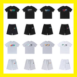 Cross-border trade trapstar rainbow letter gradient towel embroidery short sleeve t-shirt & fog high street shorts set