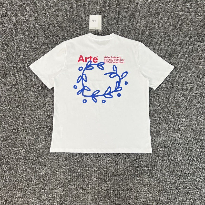 Arte summer tshirt student tops blue rose printing t-shirt casualloose short sleeve trendy