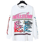 pa long sleeve t-shirt palm tree back letter big logo bat sleeve os dropped shoulders