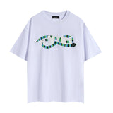 amri washed distressed tiger head number & letter logo short sleeve t-shirt