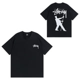 Summer running volume stussy short-sleeved t-shirt dice black eight ice cream comfy basics american couple summer t