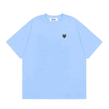 Correct version star kawakubo pla heartembroider short-sleeved pure cotton red heart peach couple t-shirt y