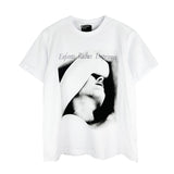 Erd melancholic rich second generation short-sleeved portrait sketch graffiti cross-border new high street loosecasual print