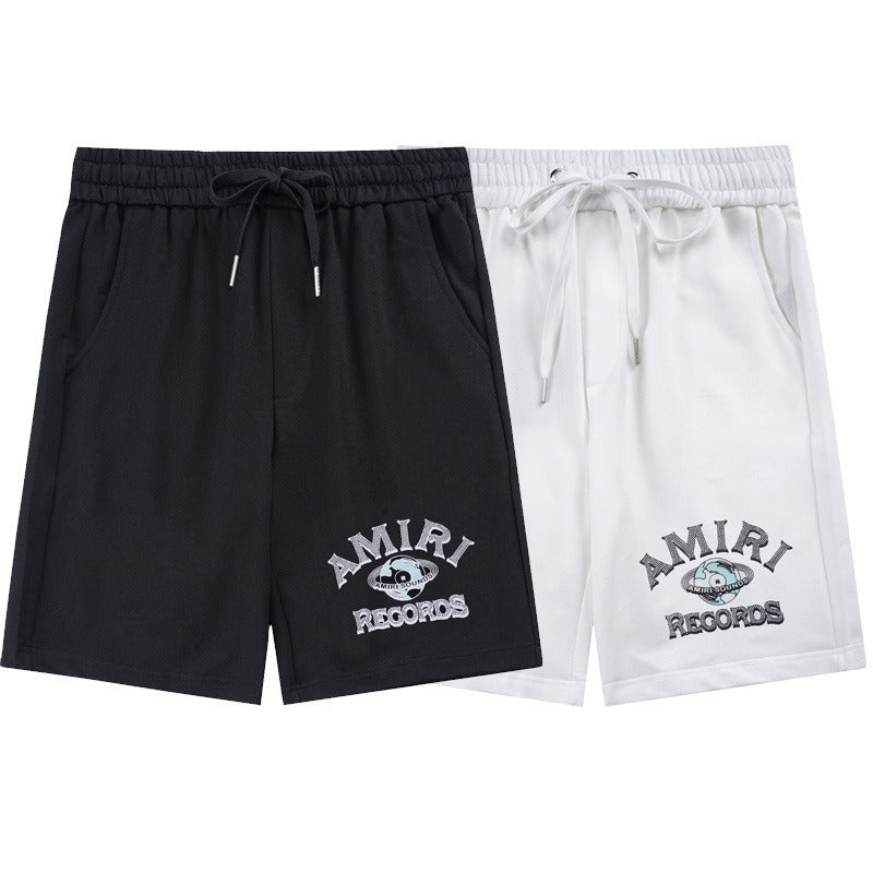 Wholesale amri splatter paint letter logo short sleeve t-shirt couple outfit high quality pure cotton shorts set